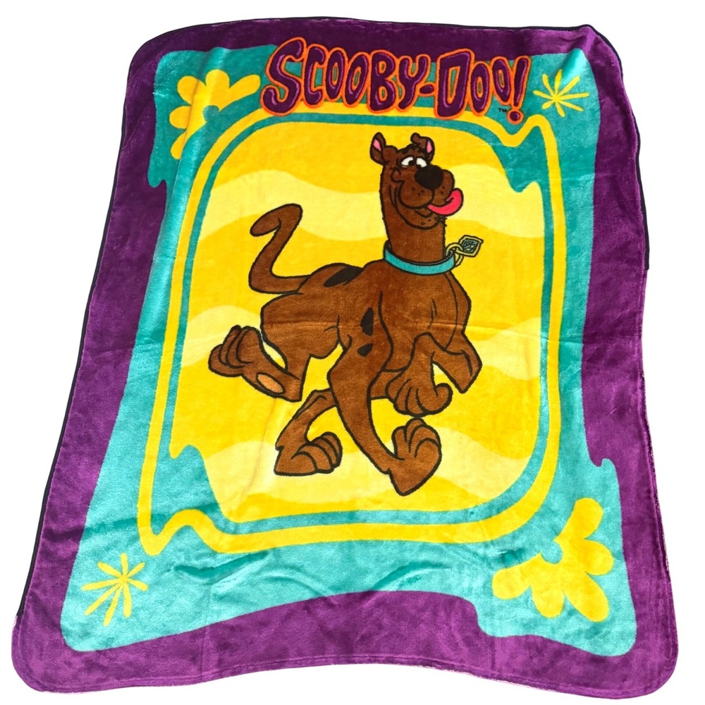 VTG RARE 1999 Scooby Doo Soft Throw Blanket 51x59 Cartoon Network Fleece